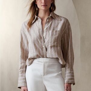 Banana Republic Linen Boxy Cropped Top